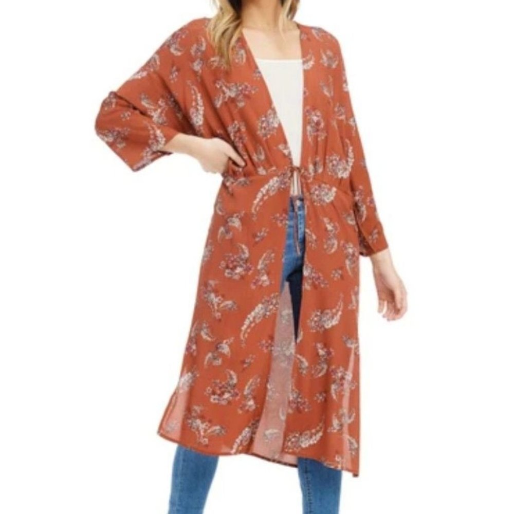 NWT Long AMANA Boho Bohemian Kimono Size Small